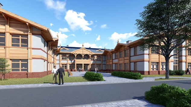 Wizualizacja nowej szkoły w miejscowości Garbatka - Letnisko
