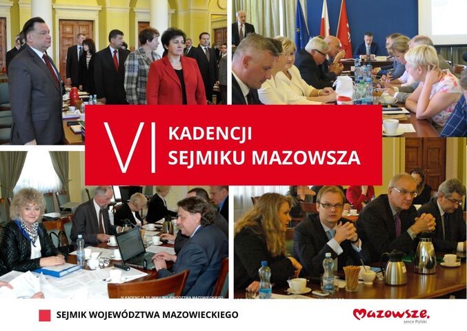 Widok na infografikę z wybranymi  zdjęciami przedstawiającymi działalność Sejmiku Województwa Mazowieckiego na przestrzeni 23 lat.