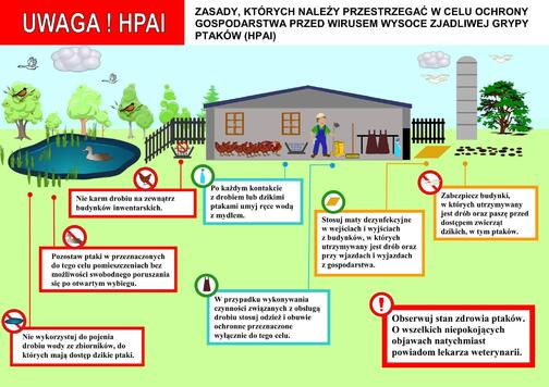 Lista zasad koniecznych do przestrzegania w celu ochrony przed HPAI